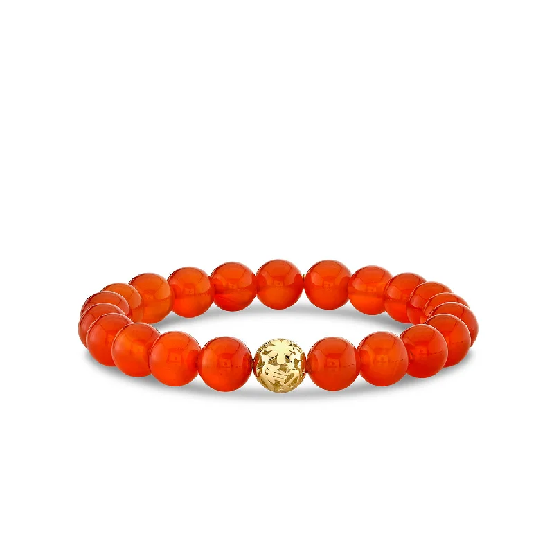 engraved bangles for women -Pure Gold Icon Wallpaper Bead on Carnelian