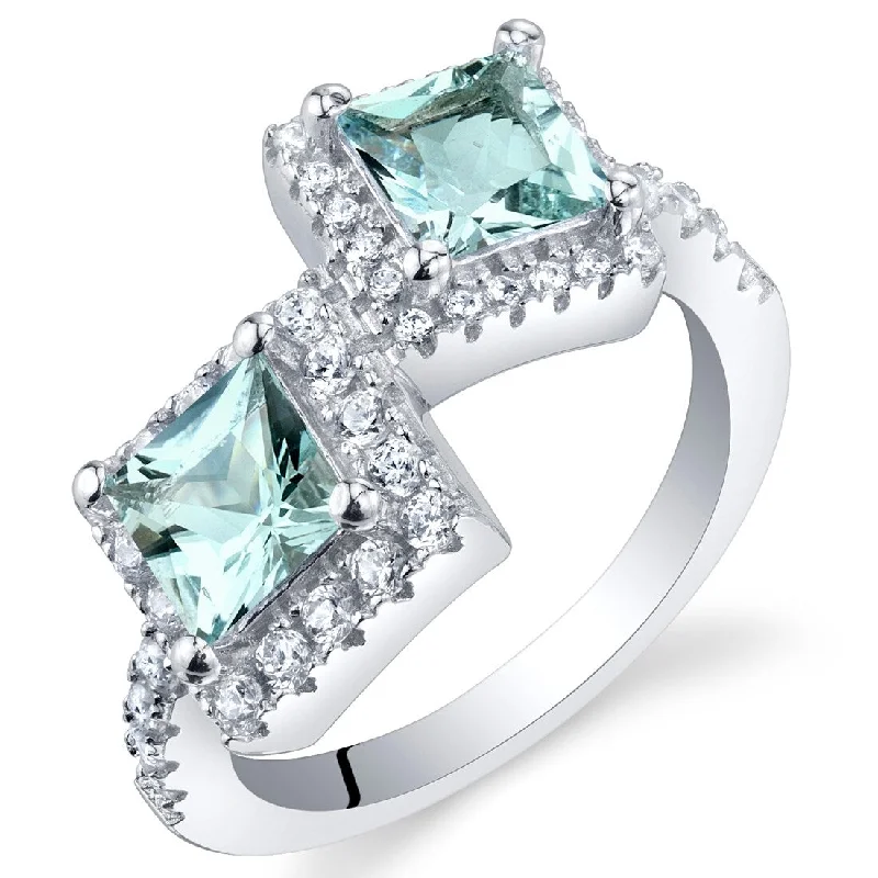 silver rings for women -Sterling Silver 1 ct Aquamarine Birthstone Ring