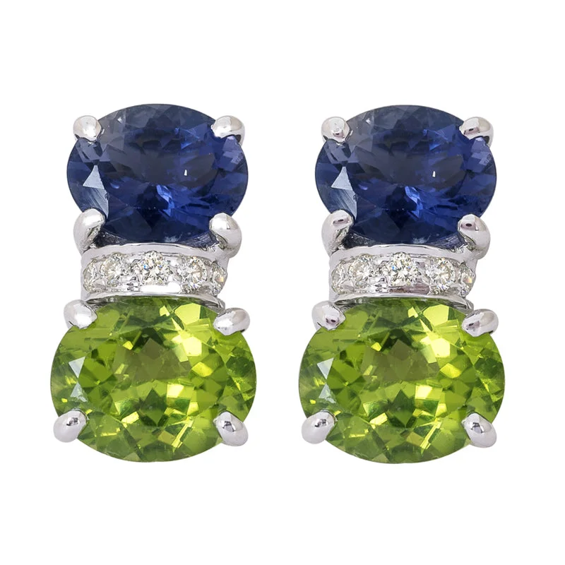 fashion earrings for women -Earrings- Iolite, Peridot and Diamond