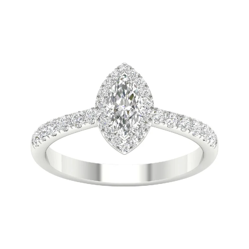 luxury rings for women -3/4ct TDW Diamond Halo Ring in 10k Gold by De Couer