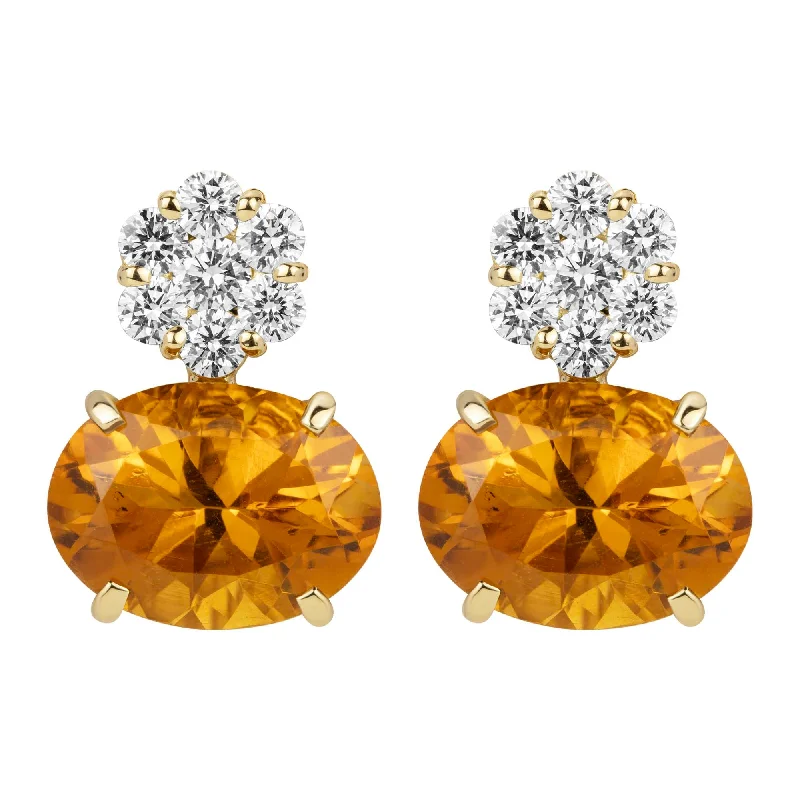 gold earrings for women -Earrings - Citrine And Diamond