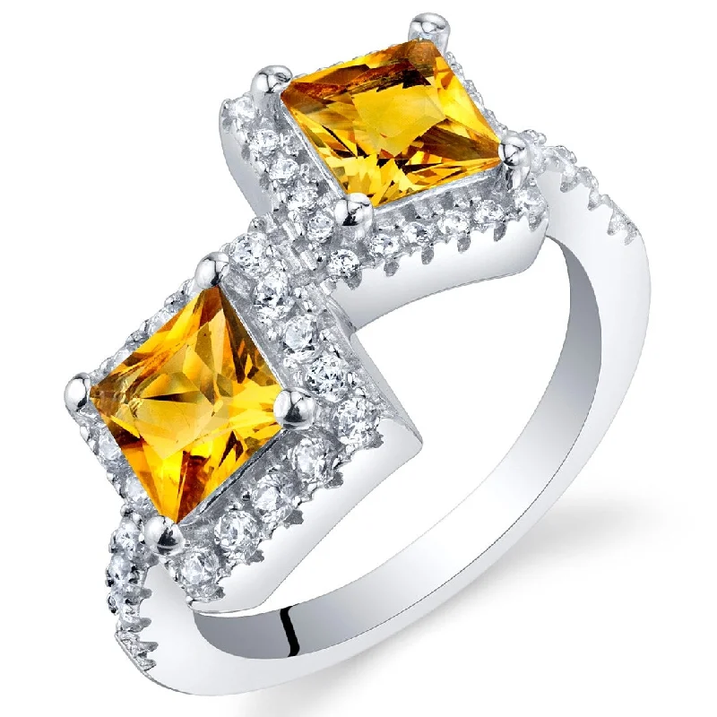 diamond rings for women -Sterling Silver 1 ct Citrine Birthstone Ring