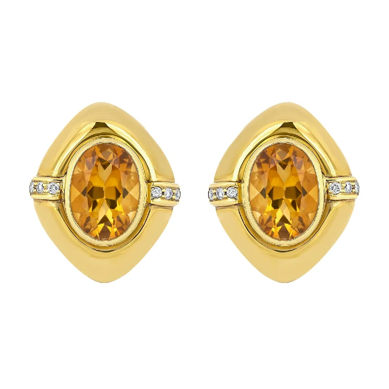 chic earrings for women -Earrings- Citrine And Diamond