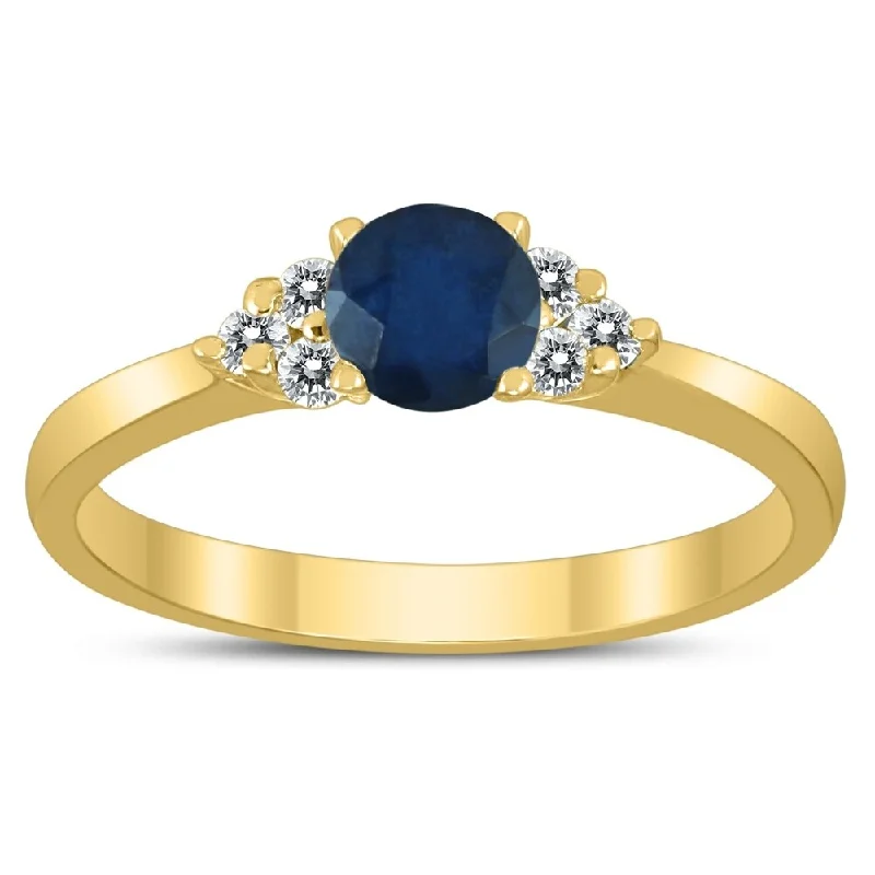 fashion engagement rings -4MM Sapphire and Diamond Cynthia Ring in 10K Yellow Gold