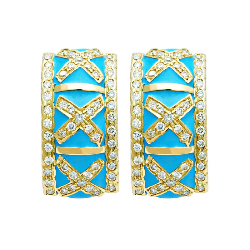 luxury earrings for women -Earrings-Diamond (Enamel)