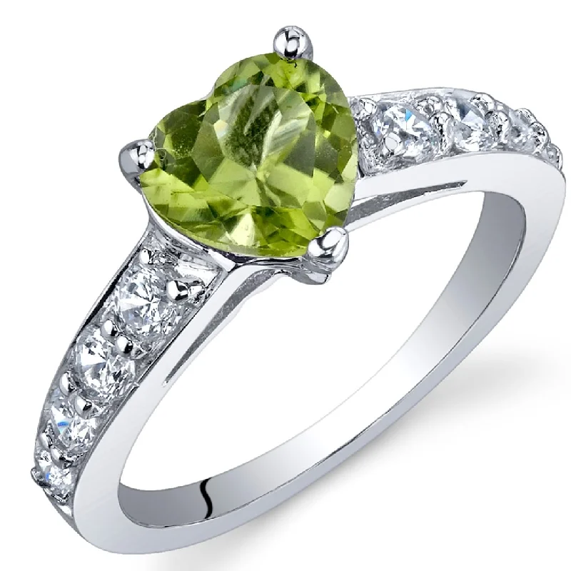 infinity rings for women -Sterling Silver 1.25 ct Peridot Birthstone Ring