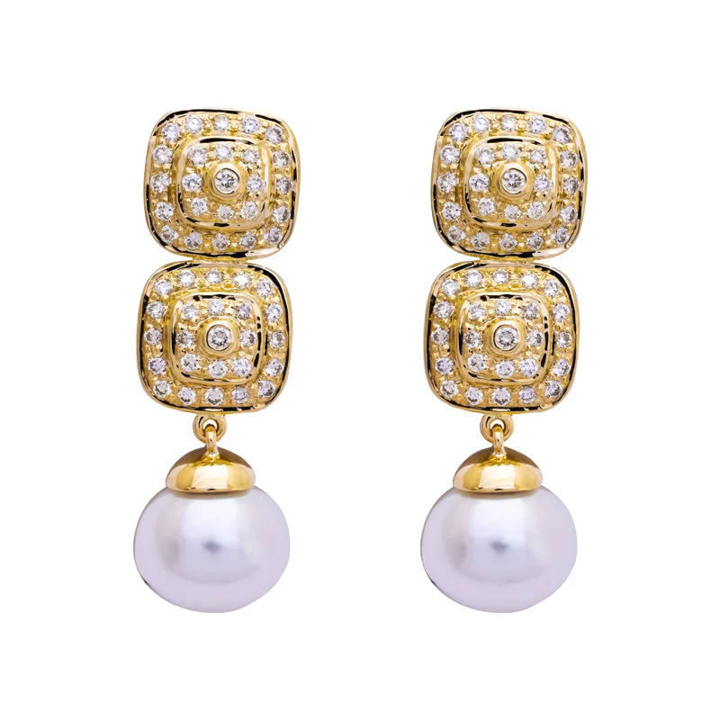 zirconia earrings for women -Earrings- South Sea Pearl and Diamond