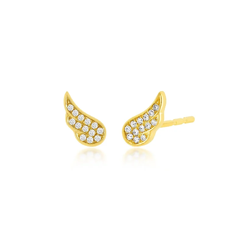 fashion statement earrings -Diamond Baby Angel Wing Stud Earring