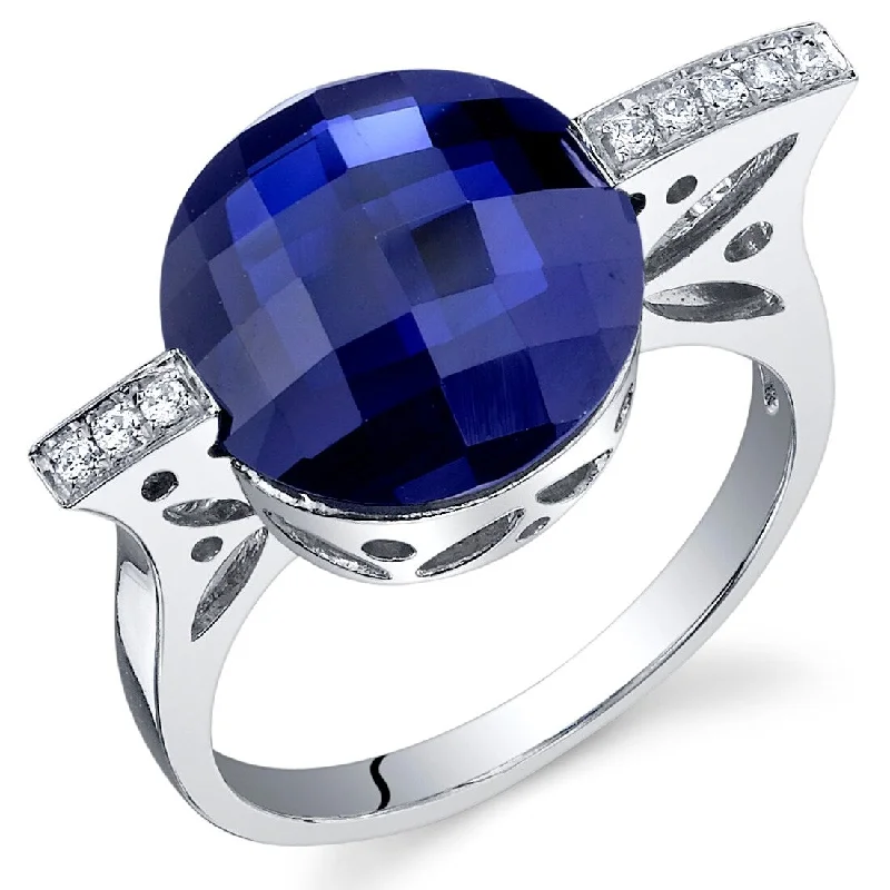 solitaire rings for women -Sterling Silver 7 ct Created Sapphire Birthstone Ring