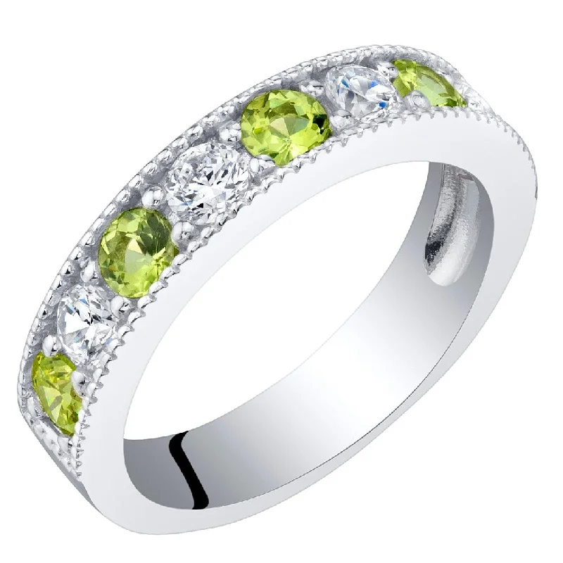 adjustable gold rings for women -Sterling Silver 0.5 ct Peridot Stackable Ring