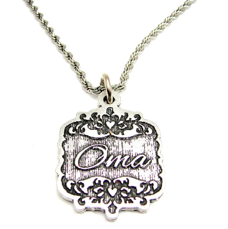 personalized heart necklaces -Oma Victorian Scroll Single Charm Necklace