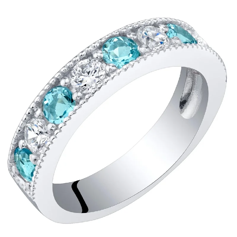 stackable rings for women -Sterling Silver 0.75 ct Swiss Blue Topaz Stackable Ring