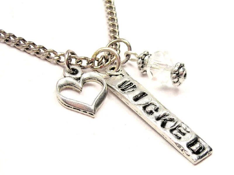 fashion necklaces for women -Wicked Tab Necklace with Small Heart