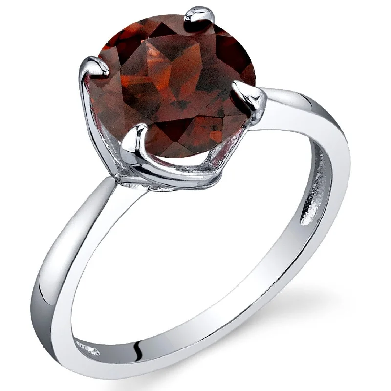 rose gold rings for women -Sterling Silver 2.25 ct Garnet Birthstone Ring