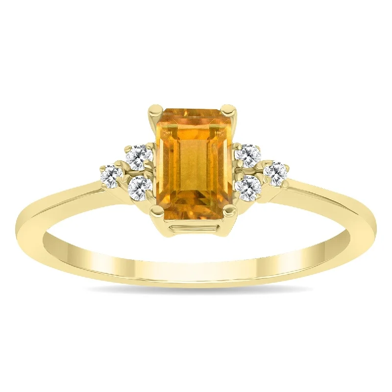 romantic rings for women -Citrine and Diamond Regal Ring in 10k Yellow Gold