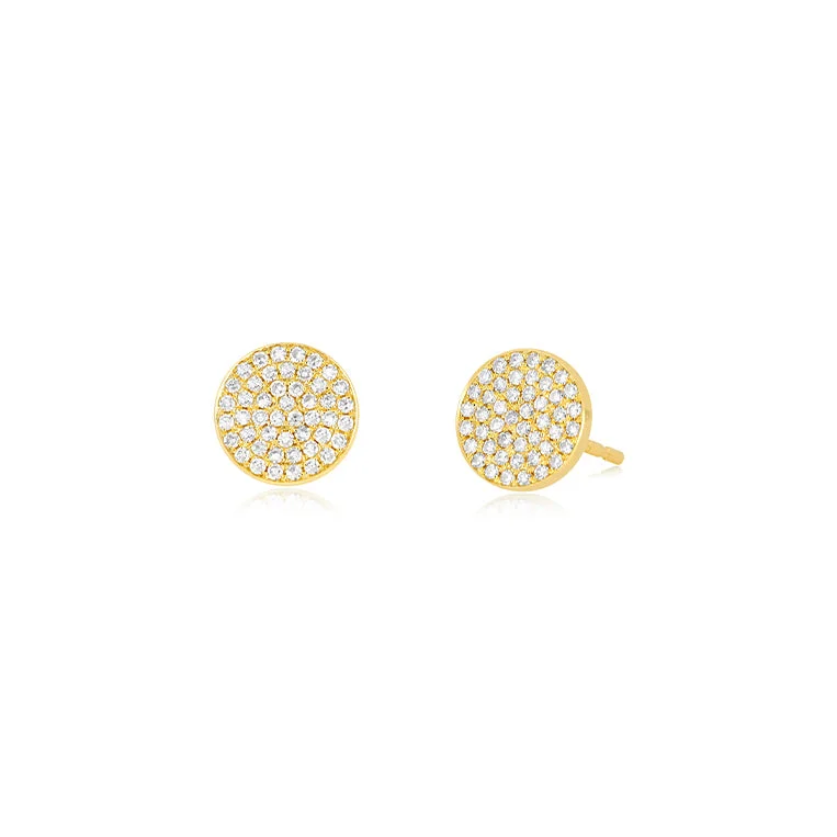 vintage drop earrings -Diamond Disc Stud Earrings