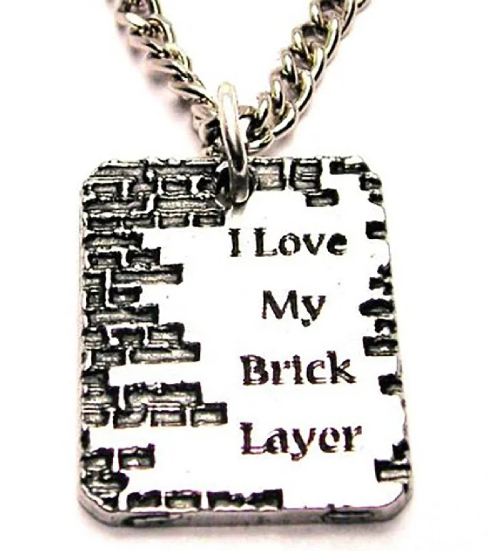 adjustable gold necklaces for women -I Love My Brick Layer Single Charm Necklace