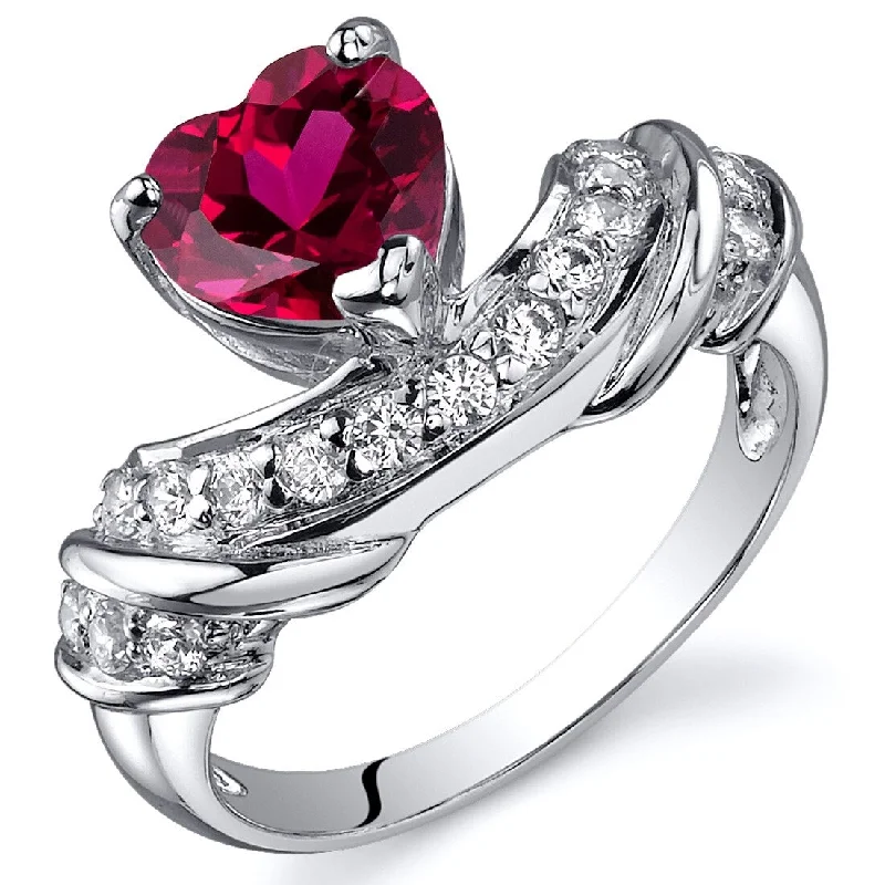 eternity diamond wedding rings -Sterling Silver 1.75 ct Created Ruby Birthstone Ring