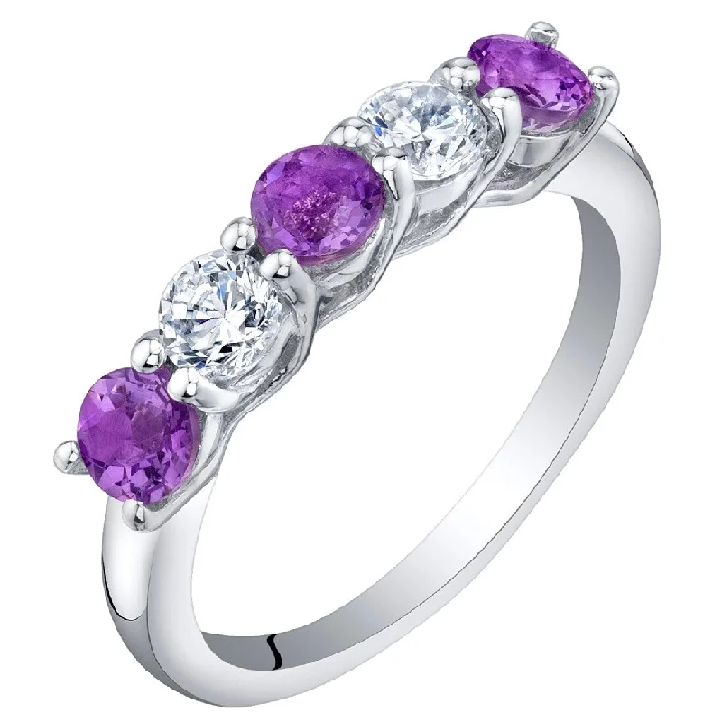 rose gold engagement rings -Sterling Silver 0.5 ct Amethyst Stackable Ring