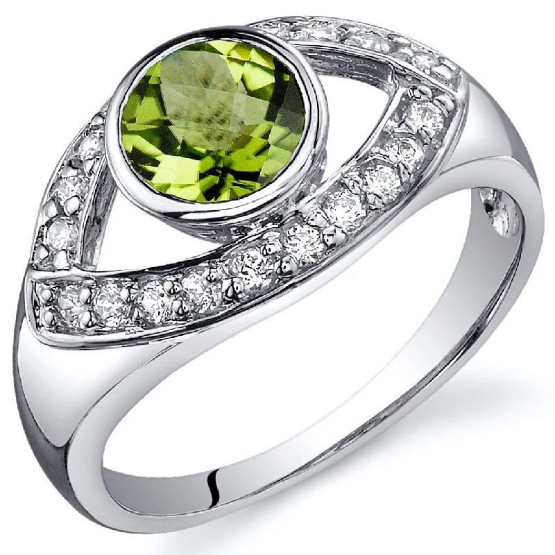 unique engagement rings for women -Sterling Silver 0.75 ct Peridot Birthstone Ring