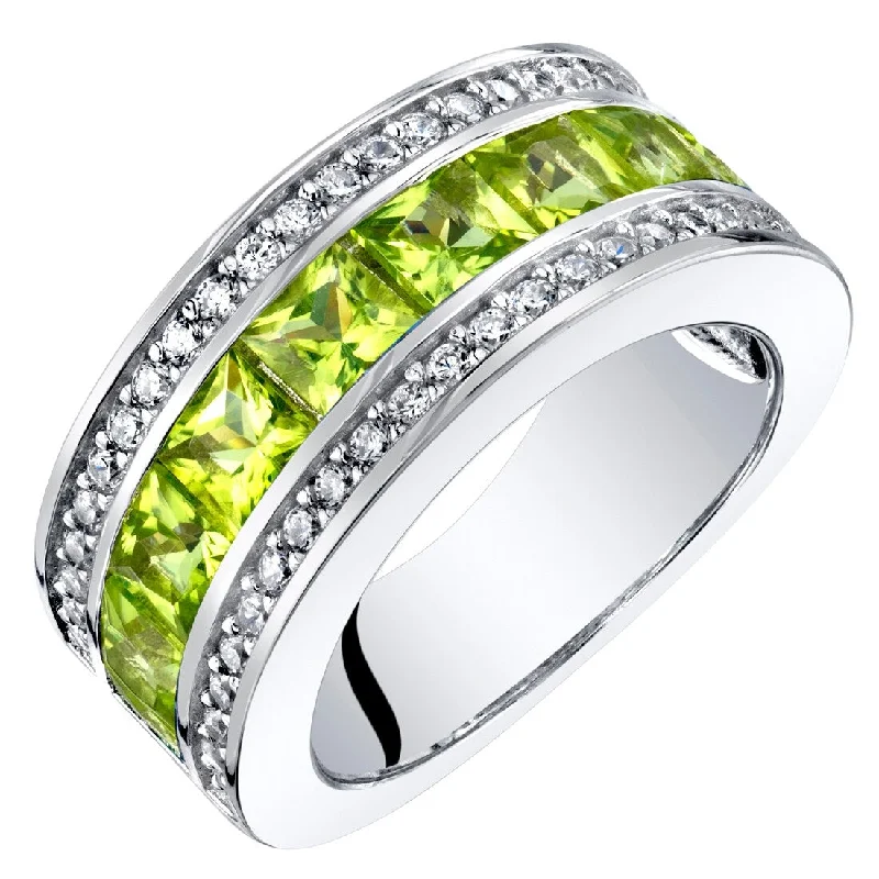 rose gold engagement rings -Sterling Silver 1.5 ct Peridot Birthstone Ring