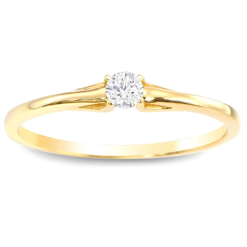 unique engagement rings for women -Auriya 1/10ctw Petite Solitaire Diamond Stacking Promise Ring 10k Gold