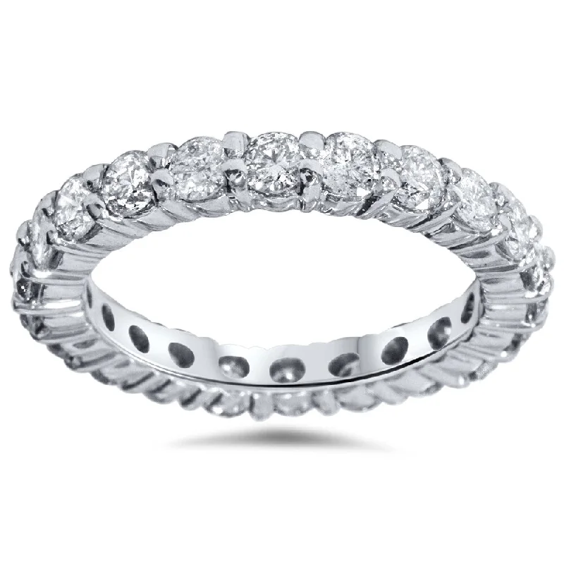 unique gemstone rings -Pompeii3 14k White Gold 2ct TDW Diamond Eternity Wedding Ring