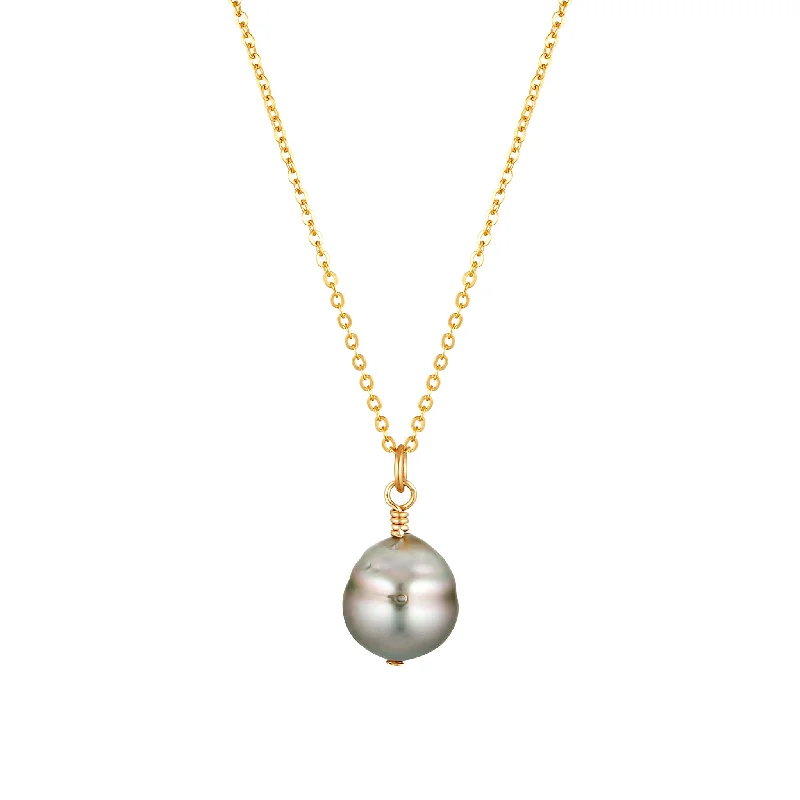 gemstone drop necklaces -Tahitian Pearl Necklace