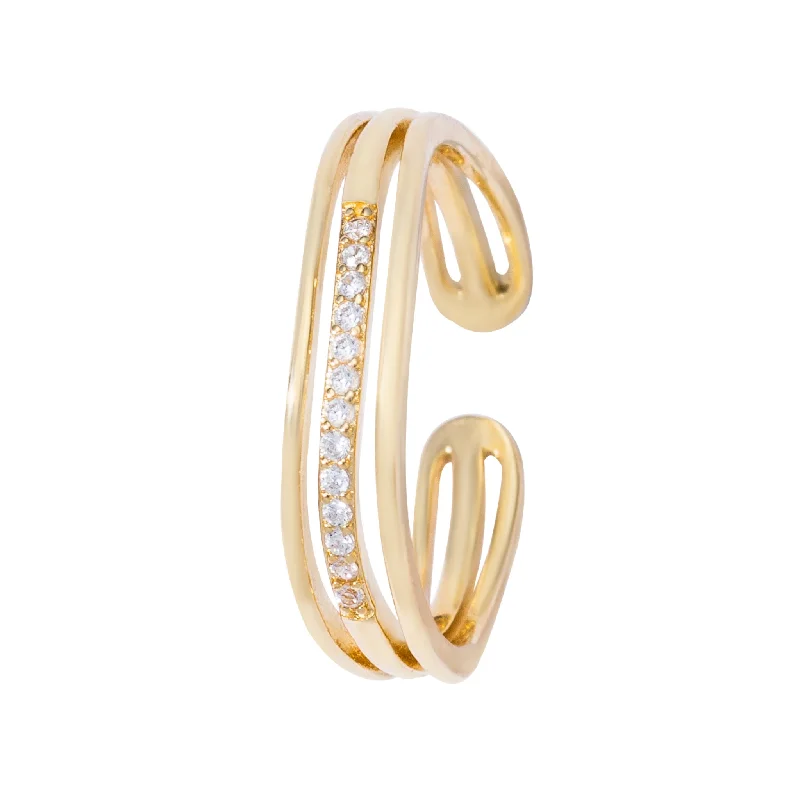 fashion gemstone rings for women -Triple Line Ring