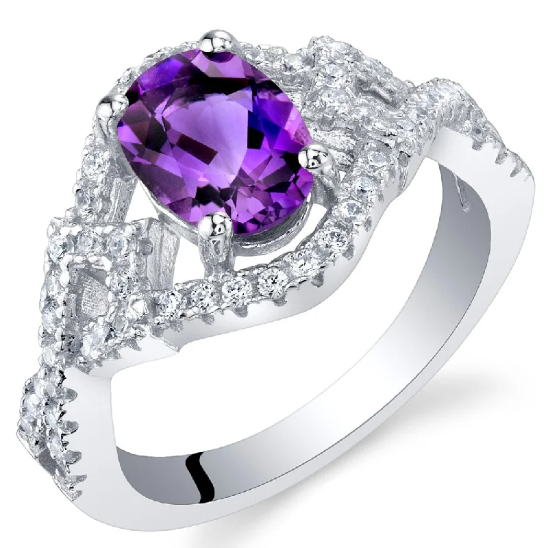 fashion engagement rings -Sterling Silver 1 ct Amethyst Birthstone Ring