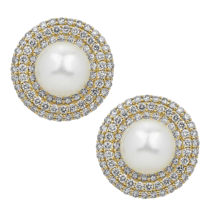 pearl earrings for women -Earrings - South Sea Pearl And Diamond