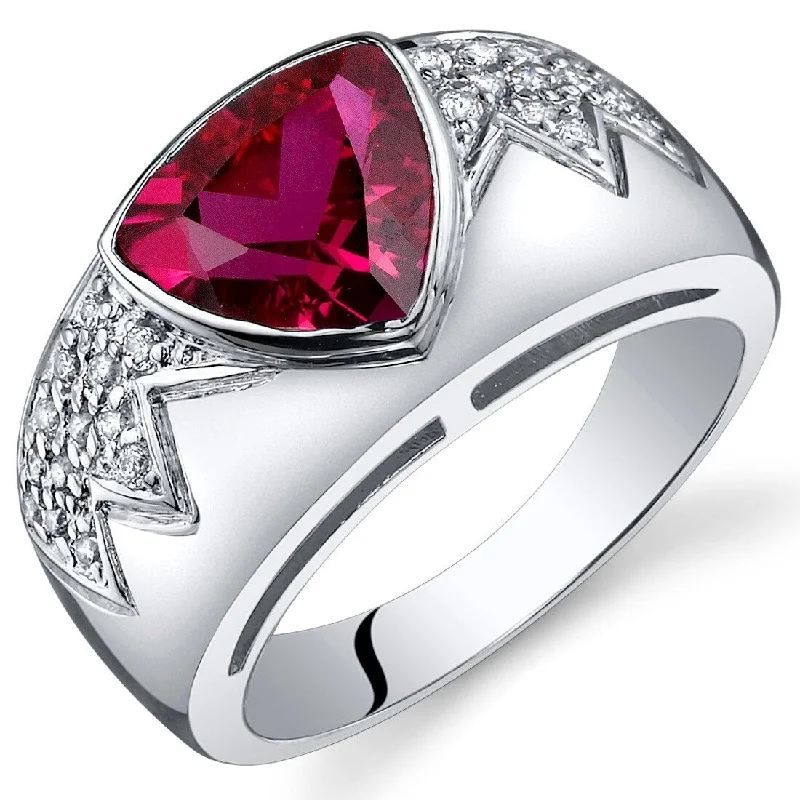 silver rings for women -Sterling Silver 2.5 ct Created Ruby Birthstone Ring