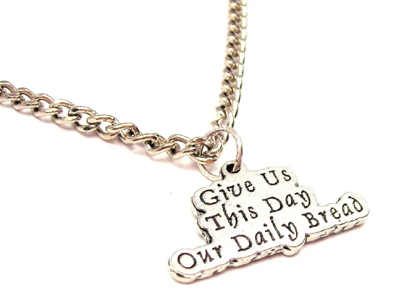 gold pendant necklaces for women -Give Us This Day Our Daily Bread Single Charm Necklace