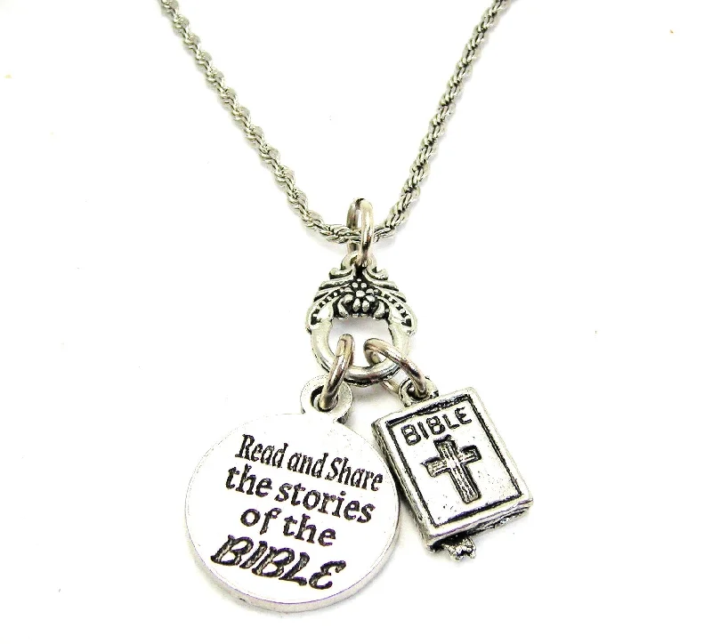 adjustable gold necklaces for women -Read And Share The Stories Of The Bible Necklace