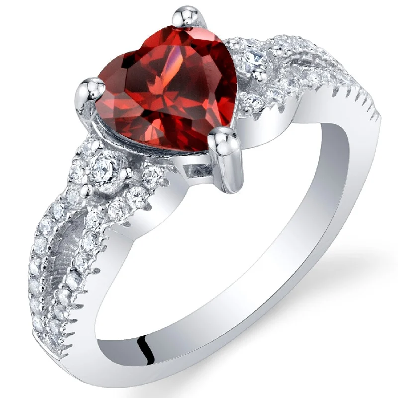 stylish rings for women -Sterling Silver 1.5 ct Garnet Birthstone Ring