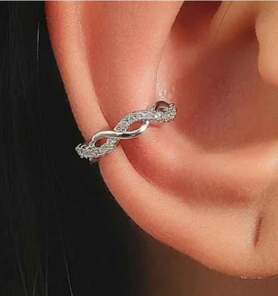 silver bangles for women -CZ Twist Ear Cuff