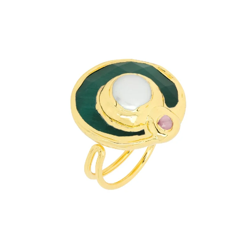 anniversary rings for women -Gaia Ring Green