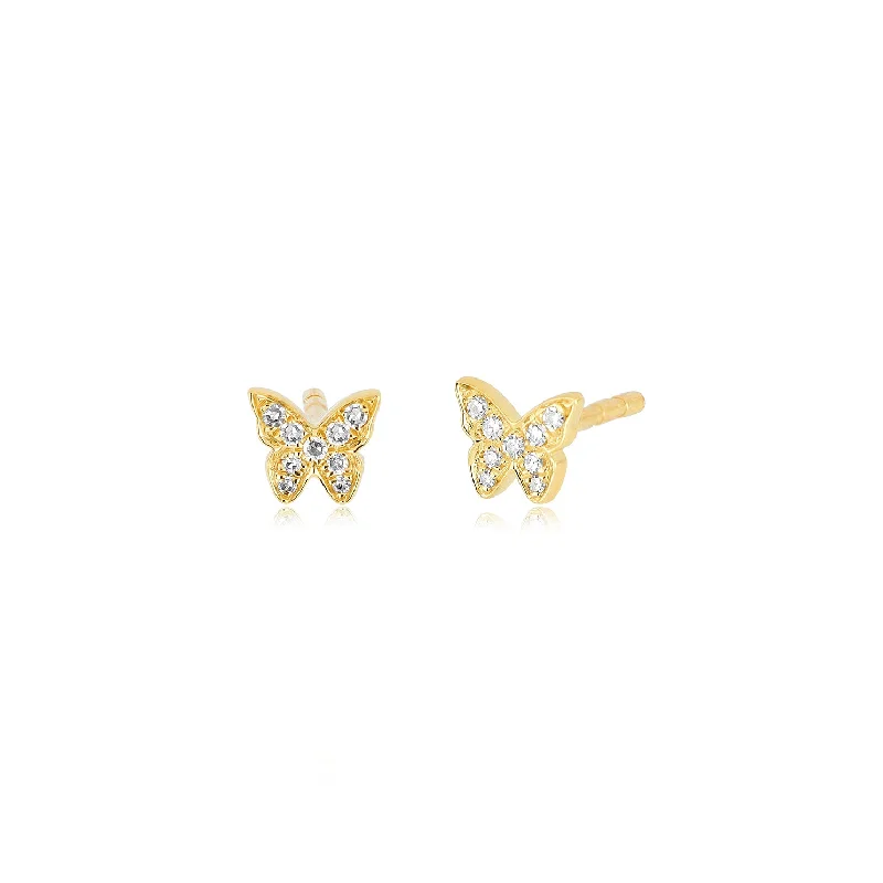 adjustable earrings for women -Diamond Baby Butterfly Stud Earring