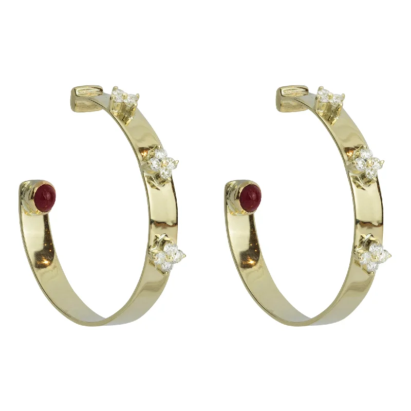 sparkling earrings for women -Earrings - Diamond And Ruby