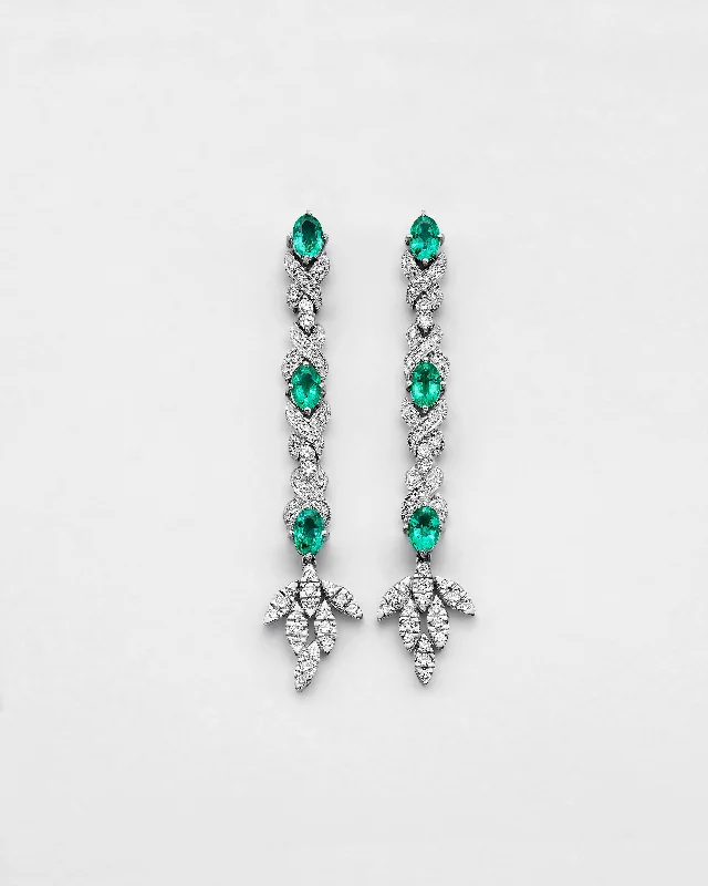 vintage drop earrings -Emerald Leaflet Earrings