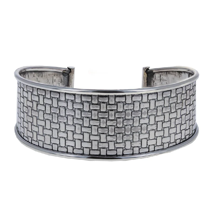 friendship bracelets for women -Croco Print Silver Cuff