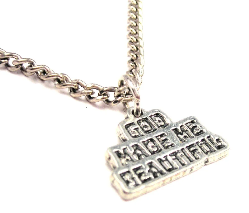 colorful necklaces for women -God Made Me Beautiful Single Charm Necklace