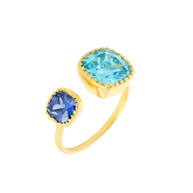 halo wedding rings for women -Nora Ring Blue