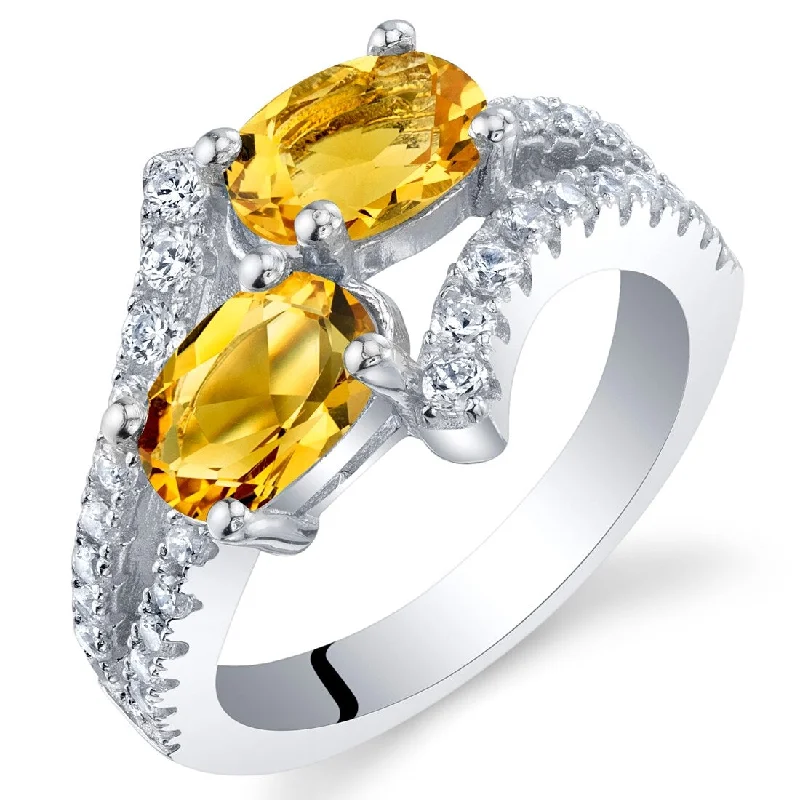 anniversary rings with gemstones -Sterling Silver 1.25 ct Citrine Birthstone Ring