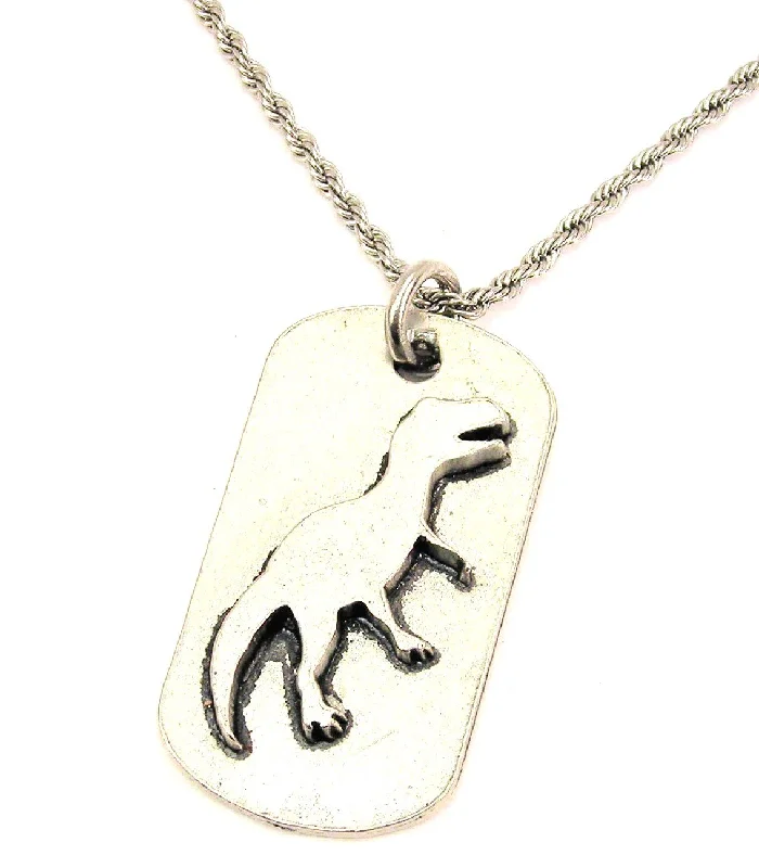 personalized heart necklaces -Dinosaur Dog Tag Single Charm Necklace