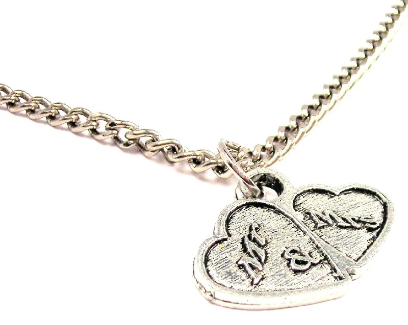 luxury crystal necklaces for women -Mr And Mrs Double Hearts Single Charm Necklace