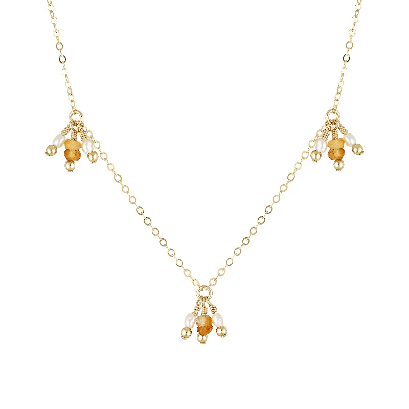 classic necklaces for women -Joya Necklace ~ Citrine & Pearl