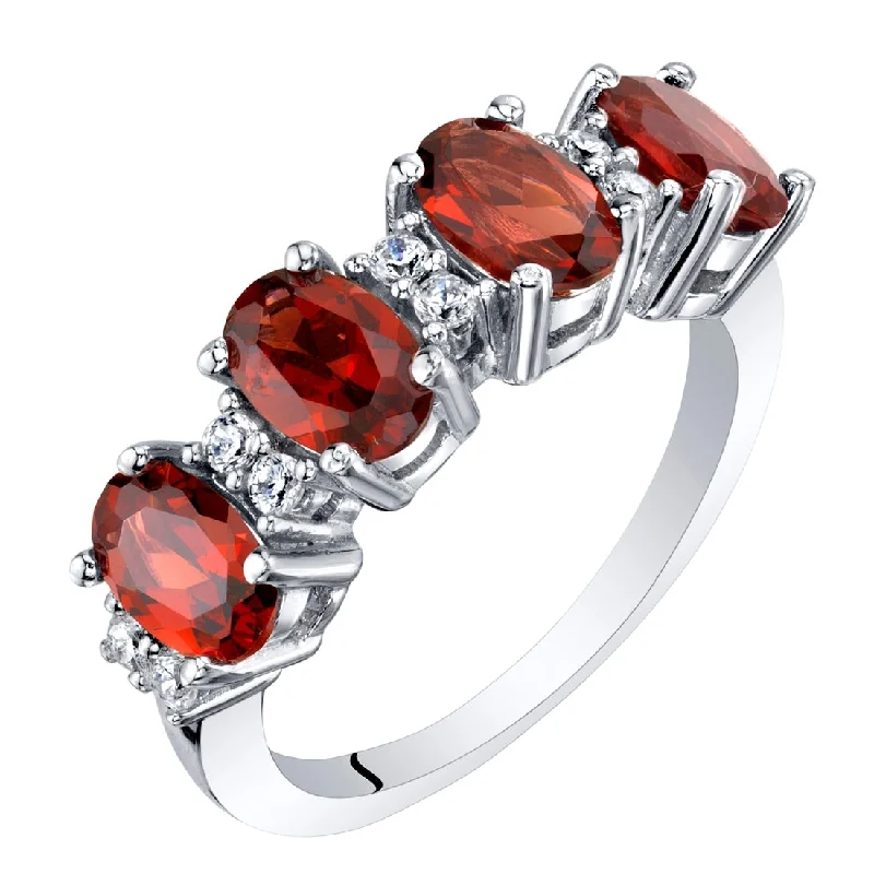 custom rings for women -Sterling Silver 2.25 ct Garnet Birthstone Ring