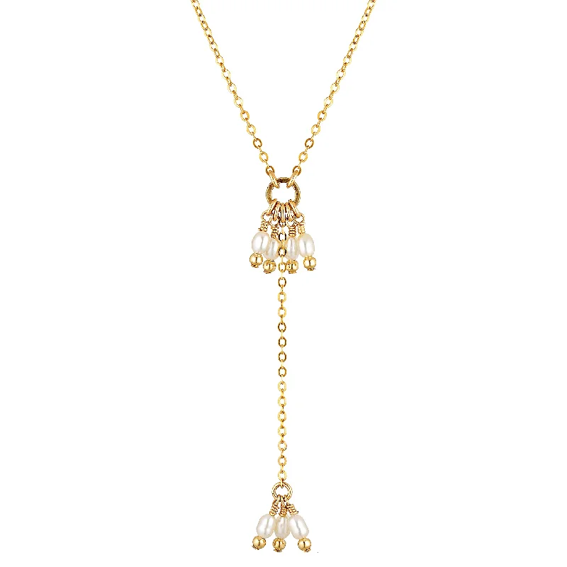 birthstone necklaces for women -Joya Lariat Necklace - Pearl