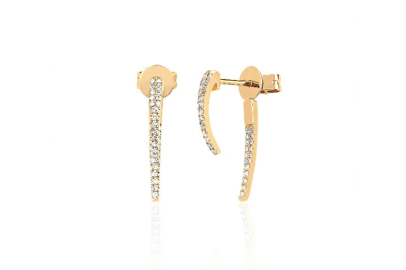 luxury earrings for women -Diamond Hook Stud Earrings